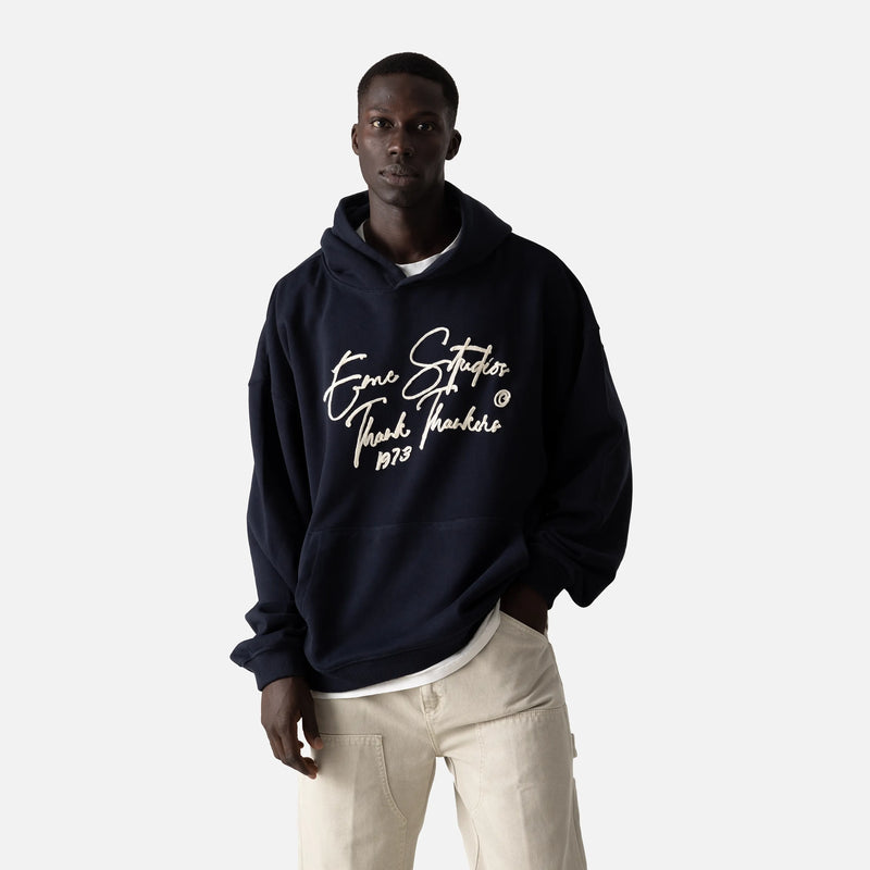 Knot Dark Navy Oversized Hoodie - Eme Studios